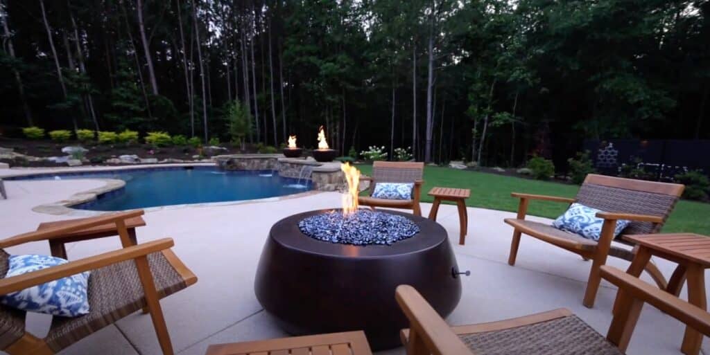 Stunning Pool Construction with Pebblesheen Finish and Firepit Feature